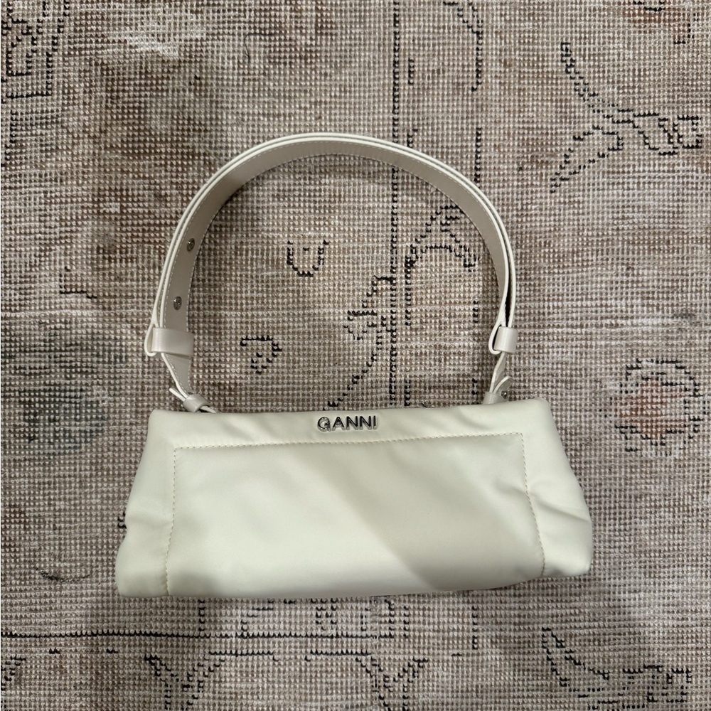 GANNI Off White Pillow Baguette Nylon Purse Shoulder/Crossbody